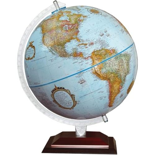 Replogle Aragon Globe, 12" Desktop World Globe, Raised Relief, Up-to-date Cartography, Smart Intelli-enabled World Map, Made in the USA, Blue