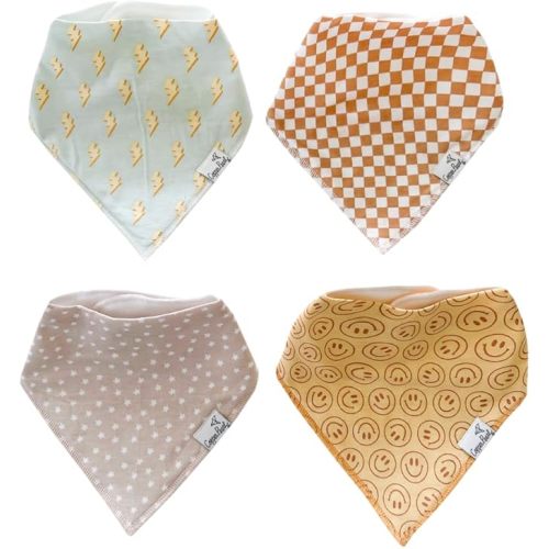Copper Pearl Baby Bibs 4 Pack, Bandana Drool Bibs for Baby Girl & Boy, Soft Cotton Bibs for Drooling and Teething