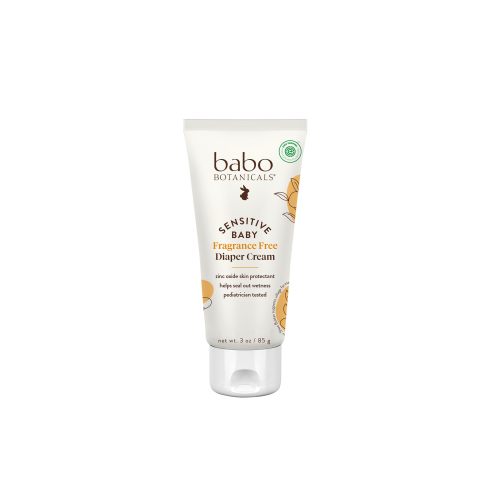 Babo Botanicals Sensitive Baby Fragrance-Free Diaper Cream - 25% Natural Zinc Oxide - Calendula, Shea & Cocoa Butter - EWG Verified - Vegan- From birth on