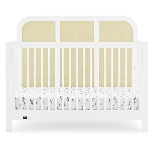 Simmons Kids Theo 6-in-1 Convertible Crib - Greenguard Gold Certified, Bianca White/Textured Almond