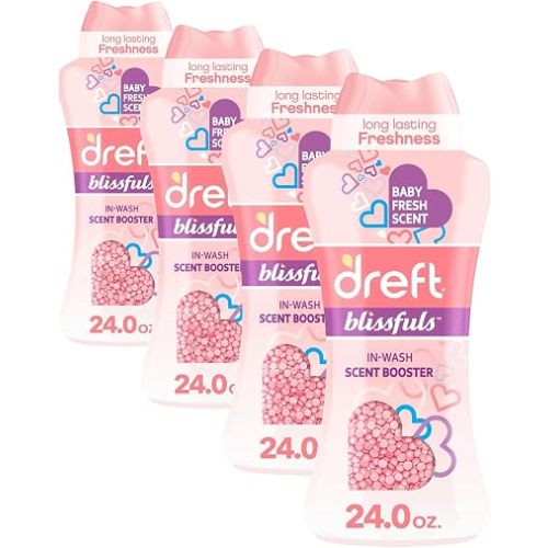 Dreft Blissfuls In-Wash Laundry Scent Booster Beads, Baby Fresh Scent, 24 Ounce (Pack of 4)