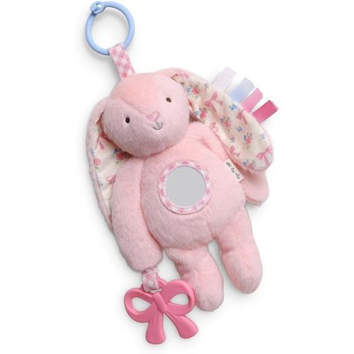 Itzy Ritzy Bitzy Traveler Car Seat & Stroller Toy for Babies – Developmental Sensory Toy Features Crinkle & Rattle Sounds & Multiple Textures – Hanging Travel Buddy for On-the-Go Entertainment (Bunny)