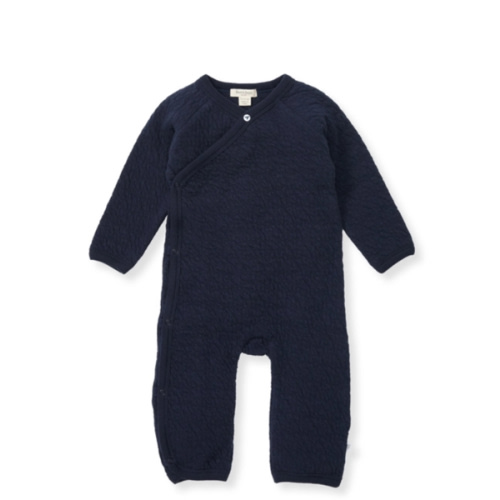 Organic Cotton Quilted Bee Wrap Front Baby Jumpsuit Oat