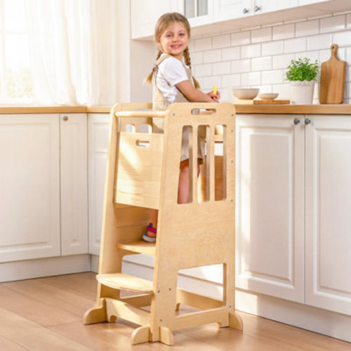 Isabelle & Max™ Toddler Tower Kitchen Stool Helper Adjustable Height Child Standing Learning Tower Wooden Kids Step Stools for Bathroom | Wayfair