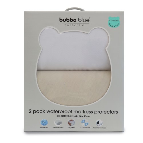 Bubba Blue Bedside Sleeper Mattress Protector 2 Pack White/Sand