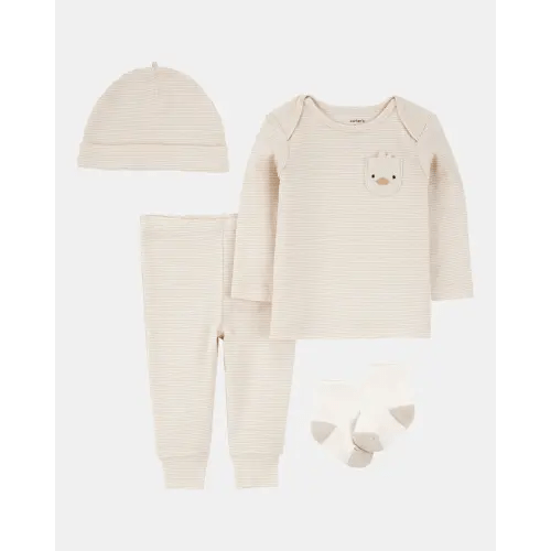 Baby 4-Piece Striped Duck Outfit Set - Brown | Carter's