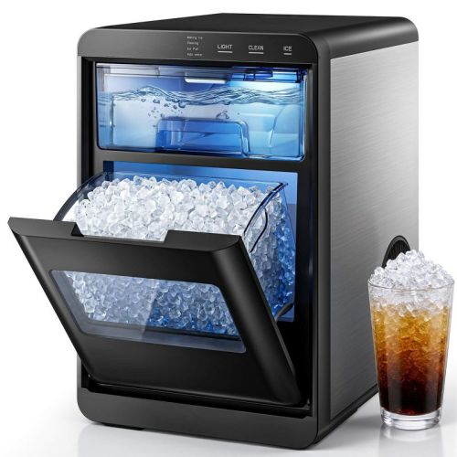 Simzlife Nugget Ice Maker Countertop, 44Lbs/24H Chewable Sonic‑Style Pebble Ice Machine