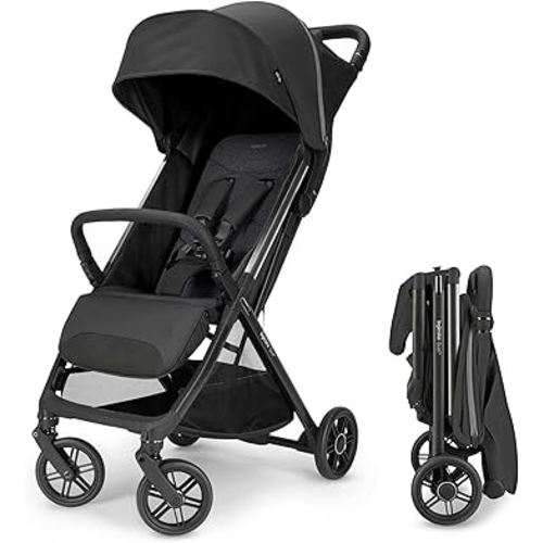 Inglesina Quid³ Stroller, Cosmic Black - Compact Reclining Travel Stroller for Baby & Toddler 0-55 lbs, One Hand fold, Car seat Compatible, Airplane Overhead, Lightweight, Foldable, XL UPF 50+ Canopy