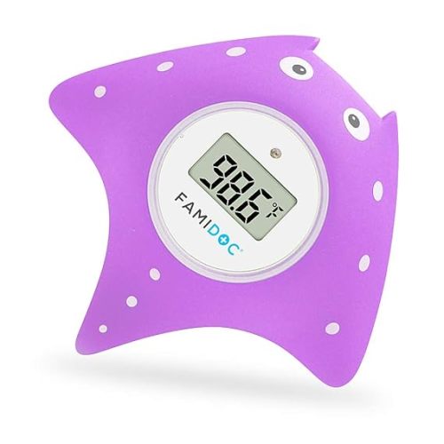 Famidoc Baby Bath Thermometer with Room Thermometer New Upgraded Sensor Technology for Baby Bath Tub Floating Toy Thermometer (Purple)