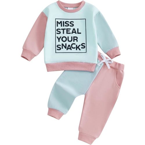 Sejardin Toddler Baby Girl Fall Winter Outfit Letter Print Long Sleeve Sweatshirts and Stretch Pants Infant Girl Clothes