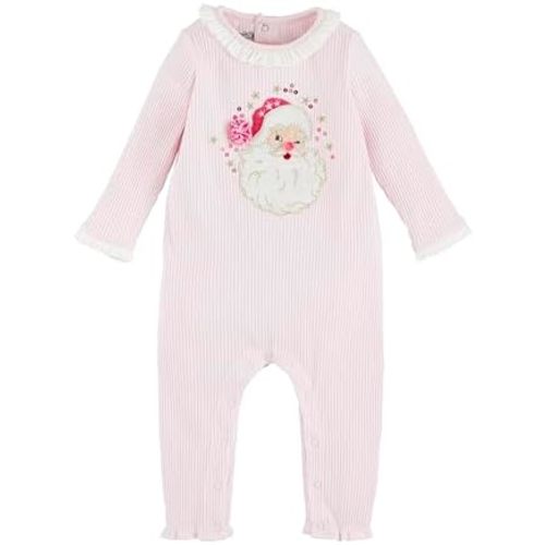Mud Pie baby-girls Baby Pink Santa Bodysuit