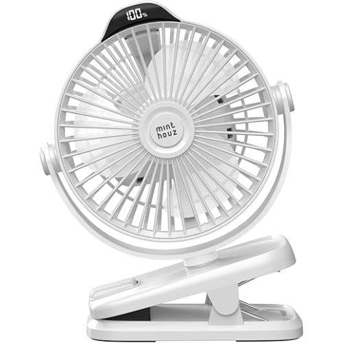 Minthouz 8000mAh Rechargeable Small Clip Fan with Battery Level Indicator