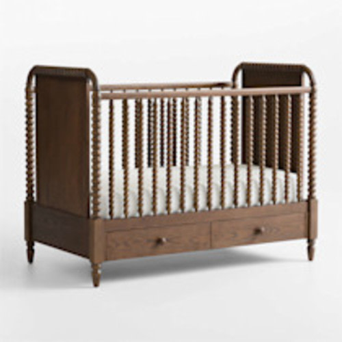 Crate & Barrel Kids Jenny Lind Heirloom Deep Brown Wood Convertible Storage Crib