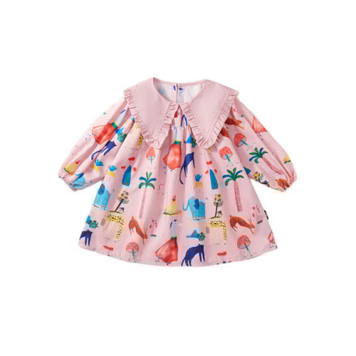 Toddler Lapels Pink Zoo Sweet Dress