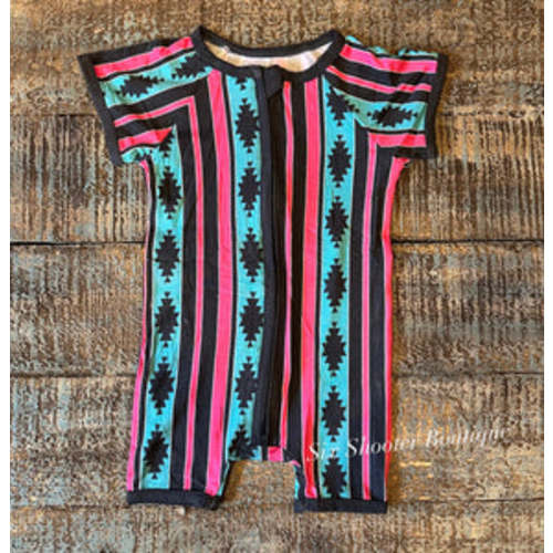 Retro cowgirl bamboo shortie romper – Six shooter boutique