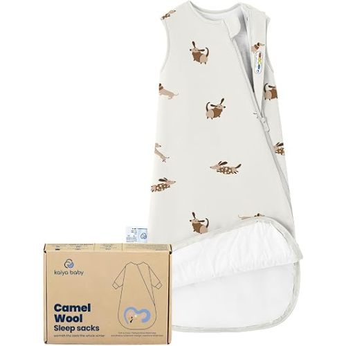kaiya baby 1.0 TOG Organic Cotton Sleep Sack, Camel Wool, 6-18M