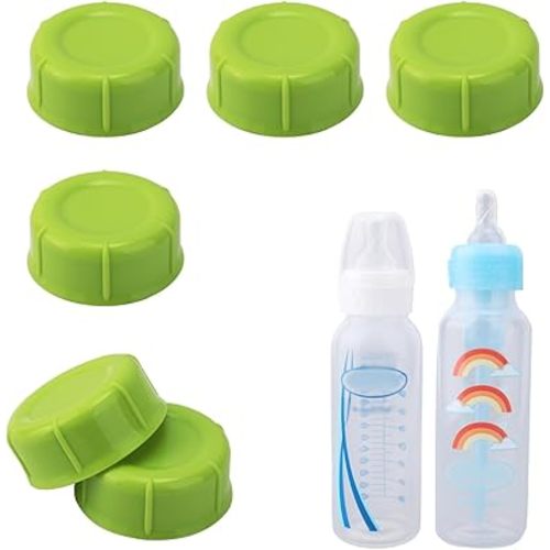 6pcs Narrow Baby Bottle Caps for Dr. Brown's & Medela, Reliable BPA Free Travel Bottle Cap with Sealing, Gasket Storage Lids Replacement Parts Accessories(Green)