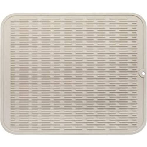 MicoYang Silicone Dish Drying Mat for Multiple Usage,Easy clean,Eco-friendly,Heat-resistant Silicone Mat for Kitchen Counter or Sink,Refrigerator or Drawer Liner Tapioca XL 18 inches x 16 inches