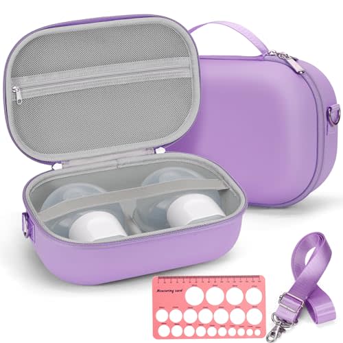 Wearable Breast Pump Bag for Hands-Free Breast Pumps, Hard Breast Pump Case for Momcozy/Willow/eufy/Security/Medela and More, Storage Bag for Pumping Travel Bag/Diaper Bag/Handbag (Purple)
