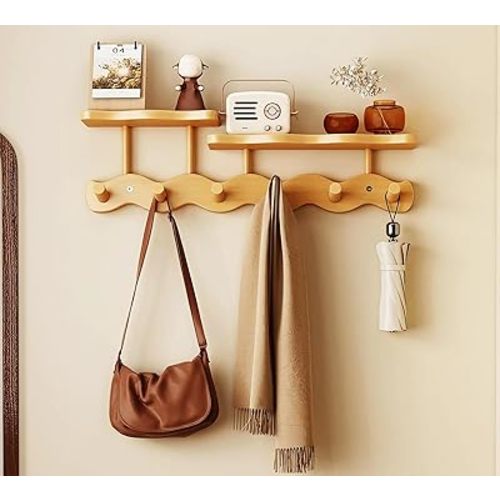 Tray Wave Primary-6 Hooks Piano Key Clothes Hanger, Sea Wave Crescent Design Wall Mounted Entrance Hanging Clothes Hook for Entering The Door