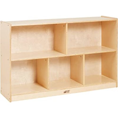ECR4Kids 5-Compartment Mobile Storage Cabinet, Preschool, Classroom Furniture, Natural