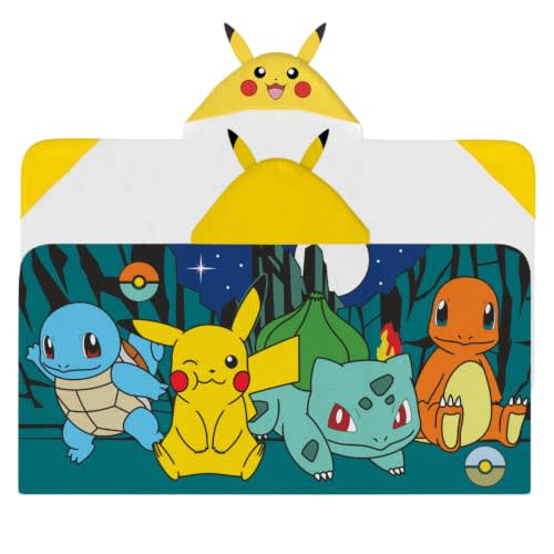 Pokemon Anime Kids Super Soft Bath/Pool/Beach Soft Cotton Terry Hooded Towel Wrap, 24 in x 50 in, (Official Licensed Product) By Franco