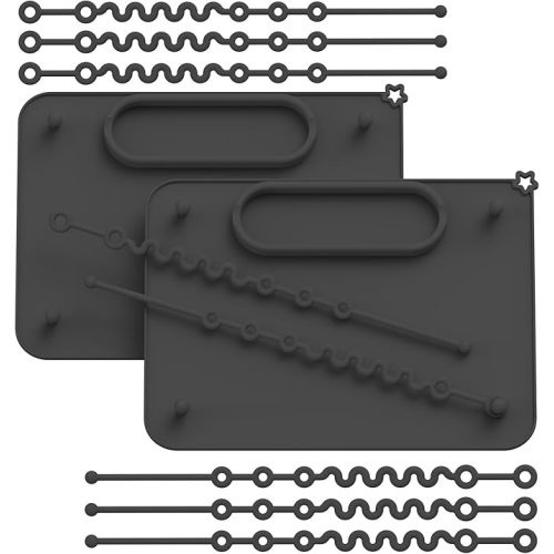 2 Pack Baby Silicone Mat, with Suction Base and 8 Stretchable Straps, Seposeve Baby Placemats, Activity Mat for Infants to Toddlers, Keeps Babies Essentials Off The Floor, 2 Balck