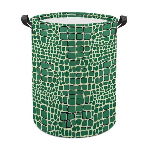 Green Reptile Skin Laundry Hamper Storage Basket Toys Clothes Organizer Bin for Home Bathroom Bedroom Dorm
