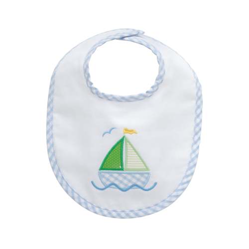 Sailboat Applique Basic Bib, Blue