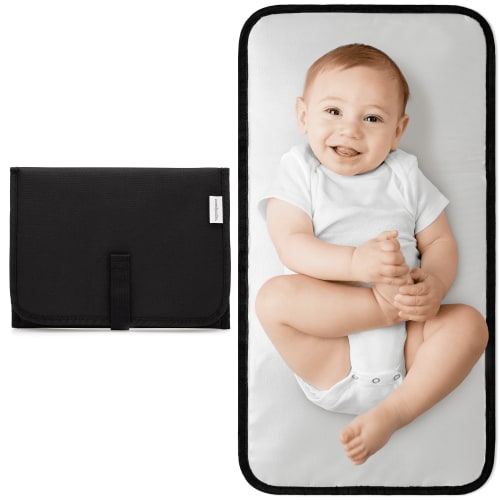 Baby Changing Pad, 1pc Portable Changing Pads for Newborn Girl & Boy by Comfy Cubs (Solid Black, Compact)