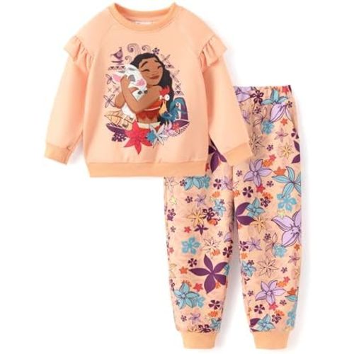 Disney Frozen Toddler Girl Outfits Long Sleeve Shirt and Pocket Pant Clothing Sets Fall Casual Pullover Dailywear
