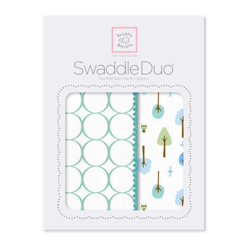 SwaddleDuo - Mod Circles + Cute & Calm, SeaCrystal, Turquoise & Blue