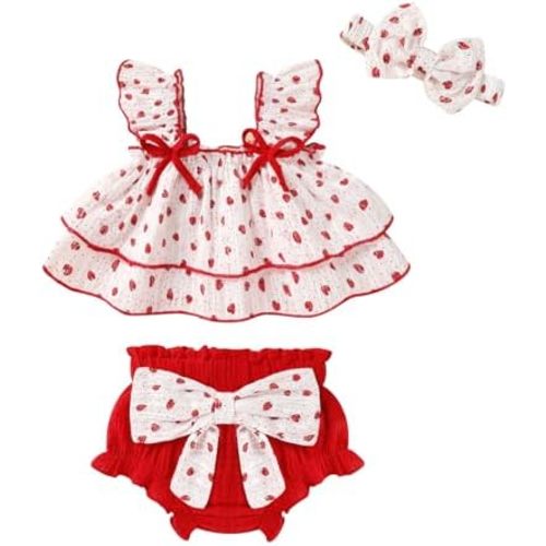 YOUNGER TREE Baby Girl Clothes Infant Ruffle Tops Dress Shorts Set Bloomers Toddler Sleeveless Summer Outfits with Headband