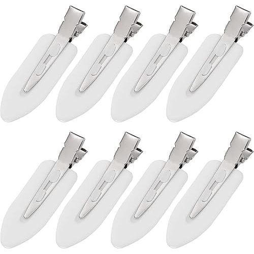 8Pcs No Bend No Crease Hair Clips - Styling Duck Bill Clips Alligator Hair Barrettes for Styling Sectioning, Small Gifts for Women Girl Salon Hairstyle Hairdressing Bangs Waves Makeup, White
