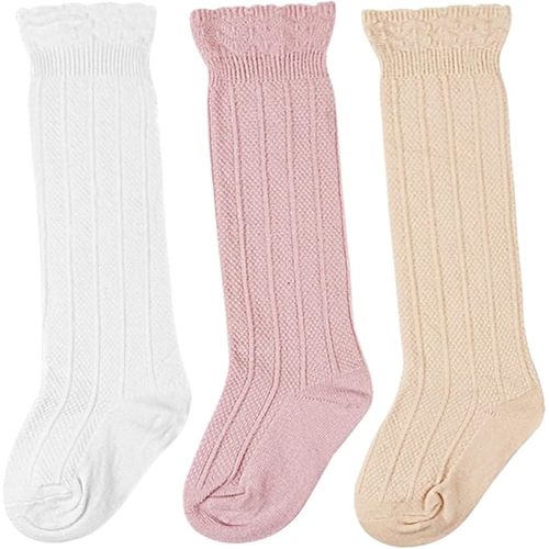 BQUBO Baby Knee High Socks Newborn Infant Toddler Kids Socks Girls Uniform Leggings Dress Sock Long Cotton Stockings