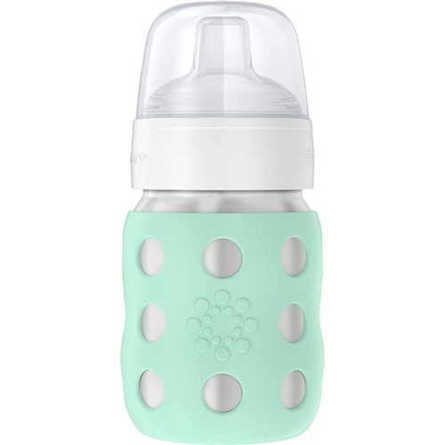 Lifefactory 8-Ounce Stainless-Steel Vacuum-Insulated Wide-Neck Baby Bottle with Sippy Nipple, Mint (LS2251WMI4)