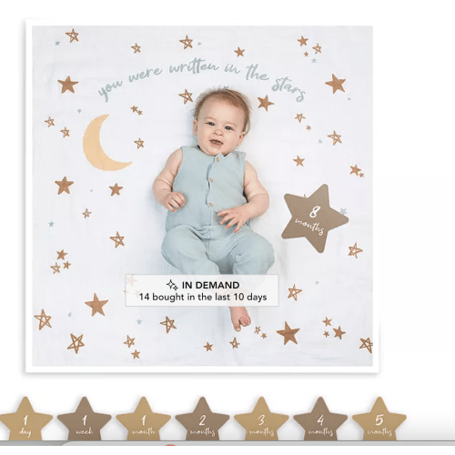 Written in the Stars Baby Blanket & Age Cards Set