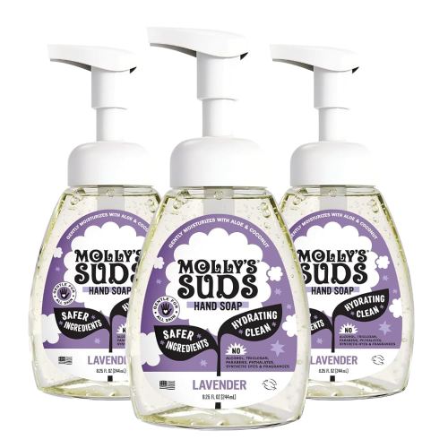 Molly's Suds Foaming Hand Soap - Made with Aloe and Coconut Oil | Moisturizing Hand Wash | Clean Ingredients, Infused with Essential Oils | Lavender - 8.25 Oz (Pack of 3)