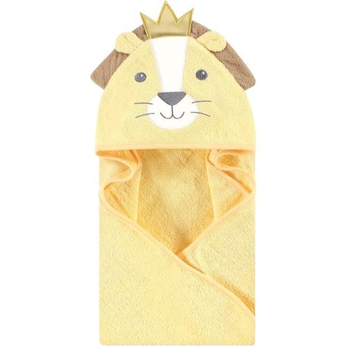 Hudson Baby Unisex Baby Cotton Animal Face Hooded Towel, King Lion, One Size