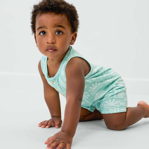 Mint Surf Shack Henley Romper – Little Sleepies