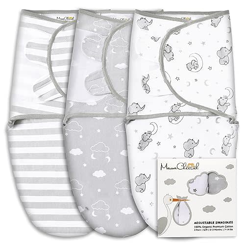 Mama Cheetah Baby Swaddle Sack 3-6 Month, Organic Cotton Swaddling Sleep Sack, Infant Swaddle Blanket, Large Swaddle Wrap, Easy Swaddles for Boy Girl, 3-Pack