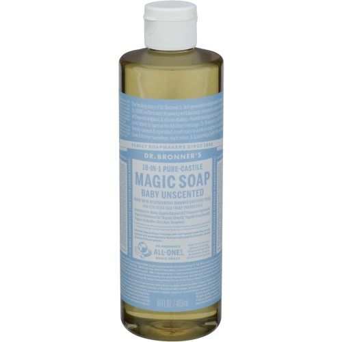Dr. Bronners Baby Unscented Liquid Castile Soap, 16 FZ