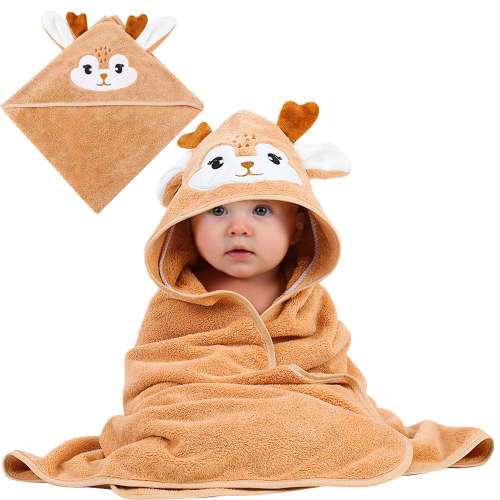 KABOER Hooded Baby Towel, Baby Bath Towels with Hood,Unique Animal Design Baby Towel with Hood, Ultra Absorbent,Natural Baby Stuff Towel,Soft Coral Velvet Coral Fleece Bath Towel