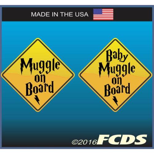 Muggle On Board or Baby Muggle on Board Car Decal for Smooth Surfaces Harry Potter Theme