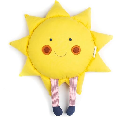 Sun Shaped Decorative Pillow – Boho Nursery Decor & Sunshine Room Accent – Handmade 100% Cotton Cushion (Mustard Yellow)