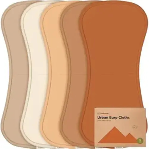 Organic Burp Cloths Baby Boy & Girl - 5-Pack Super Absorbent Cotton Burping Cloths for Babies, Soft & Plush Newborn Spit Up Rags, Infant Towels for Milk Spit Up, Unisex, Large 21" x 10" (Terracotta)