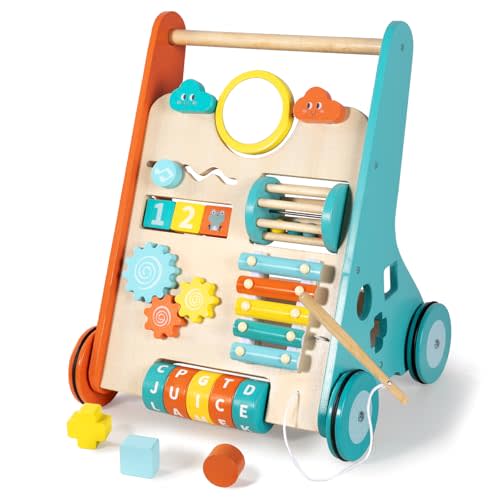 BAUTIA Wooden Baby Walker, Montessori Walker for Babies 6-12 Months, Push Walking Toys for 1 Year Old Learning to Walk