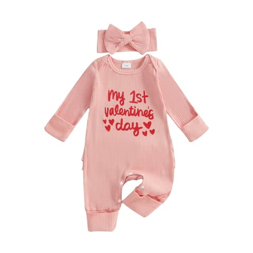 citgeett My First Valentines Baby Girl Outfit Long Sleeve Romper Jumpsuit Winter Spring Newborn Girl Outfits Clothes