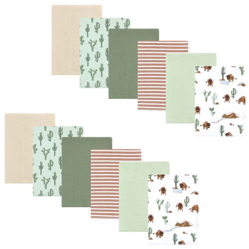 Hudson Baby Boys Cotton Flannel Burp Cloths 12-Pack Bundle, Wilderness, One Size