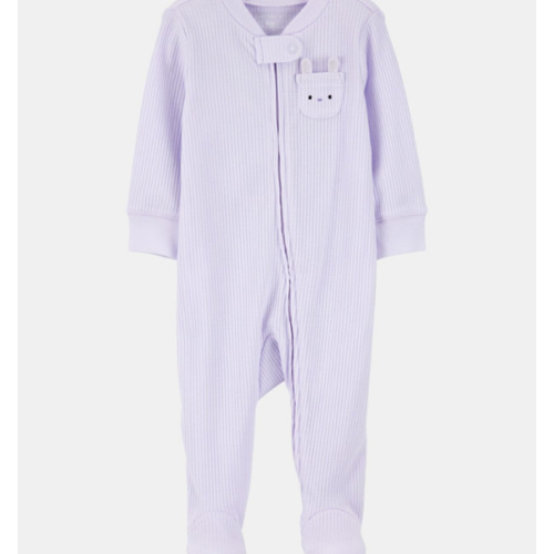 Baby Girl Bunny 2-Way Zip Ribbed Sleep & Play Pajamas - Purple | Carter's